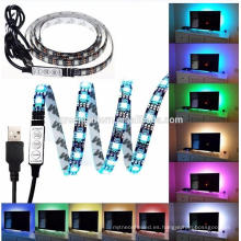 DC 5V negro PCB SMD5050 USB RGB LED Strip